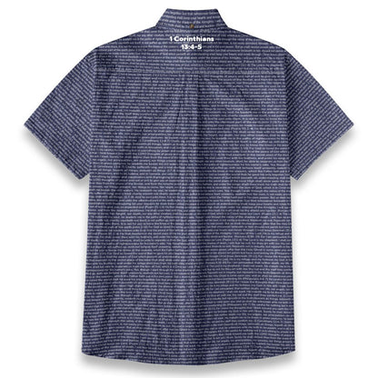 1 Corinthians 13:4-5 Men's Linen Textured Cotton Short Sleeve Shirt
