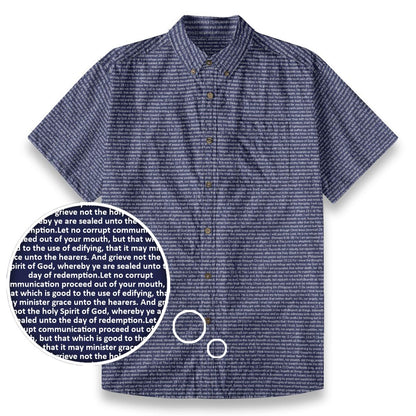 Ephesians 4:29-30 Men's Linen Textured Cotton Short Sleeve Shirt