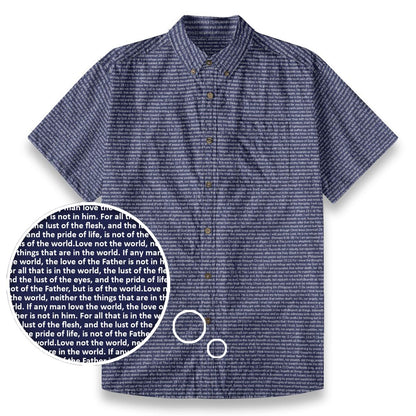 1 John 2:15-16 Men's Linen Textured Cotton Short Sleeve Shirt