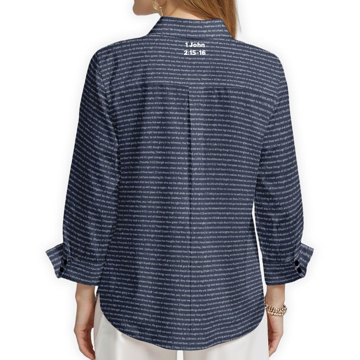 1 John 2:15-16 Women's Linen Textured Cotton 3/4 Sleeve Shirt
