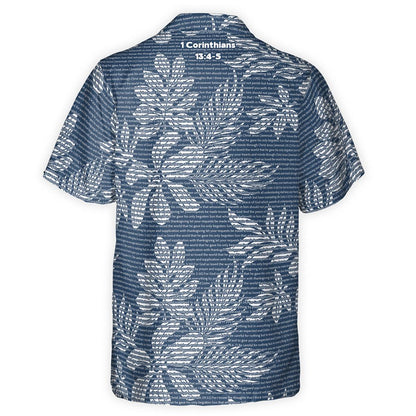 1 Corinthians 13:4-5 Men's Cotton Tropical Floral Scenic Hawaiian Shirt