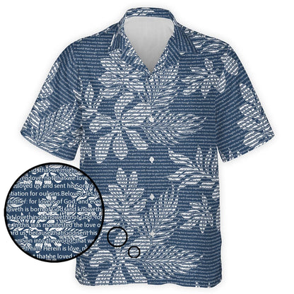 1 John 4:7-10 Men's Cotton Tropical Floral Scenic Hawaiian Shirt