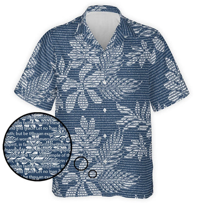 1 Timothy 4:11-12 Men's Cotton Tropical Floral Scenic Hawaiian Shirt