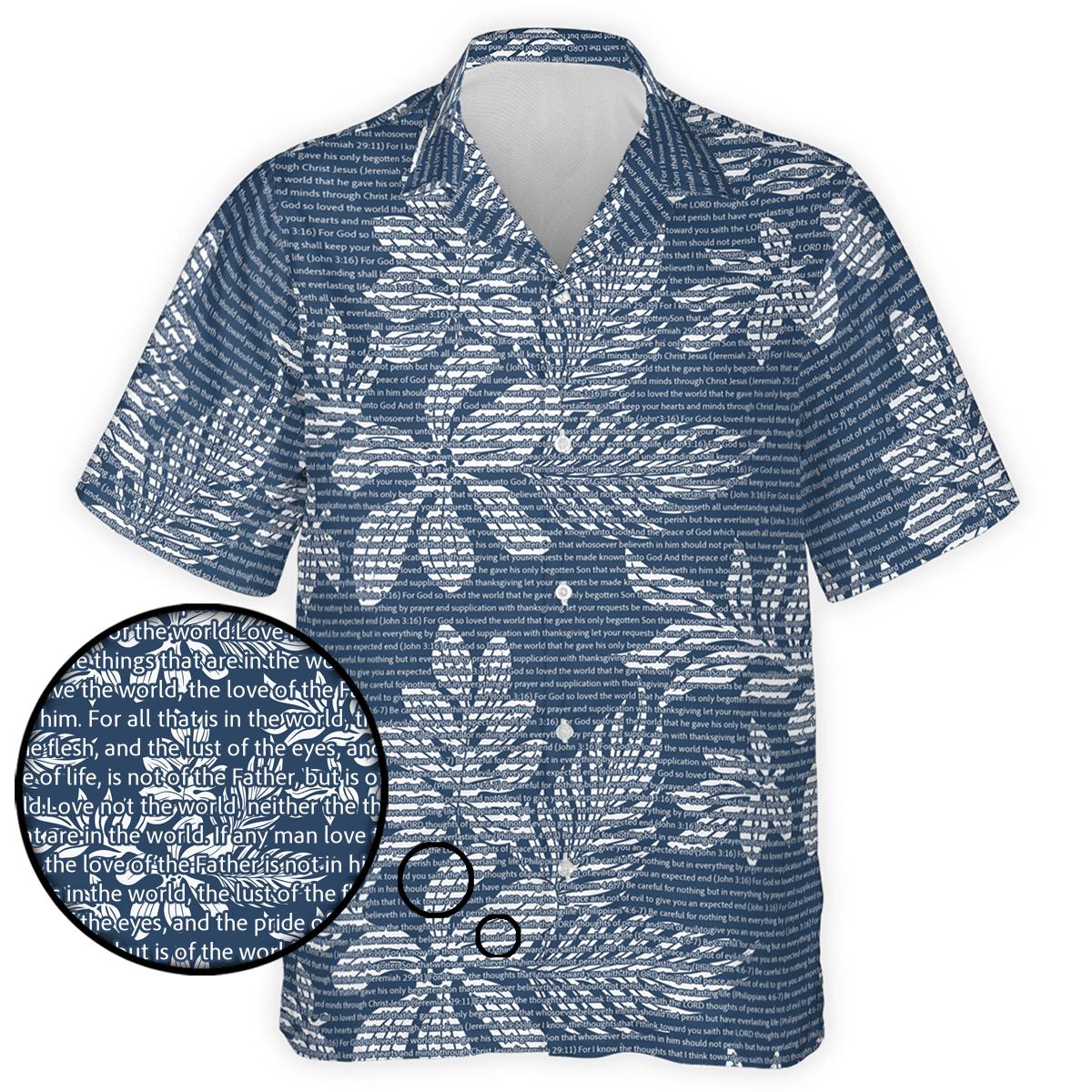 1 John 2:15-16 Men's Cotton Tropical Floral Scenic Hawaiian Shirt