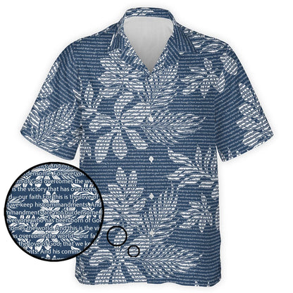 1 John 5:3-4 Men's Cotton Tropical Floral Scenic Hawaiian Shirt