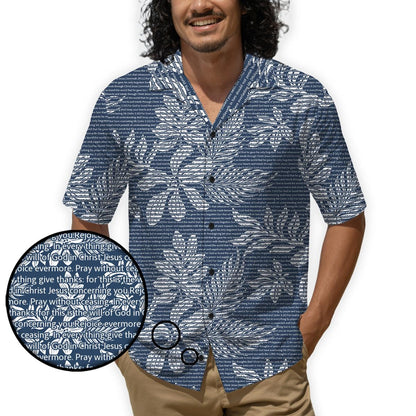 1 Thessalonians 5:16-18 Men's Cotton Tropical Floral Scenic Hawaiian Shirt