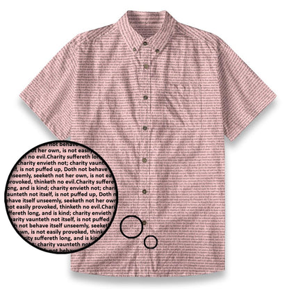 1 Corinthians 13:4-5 Men's Linen Textured Cotton Short Sleeve Shirt