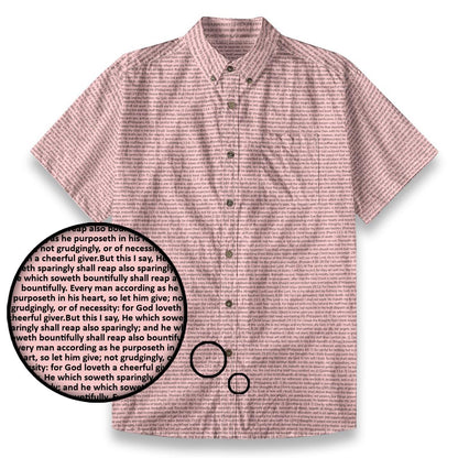 2 Corinthians 9:6-7 Men's Linen Textured Cotton Short Sleeve Shirt
