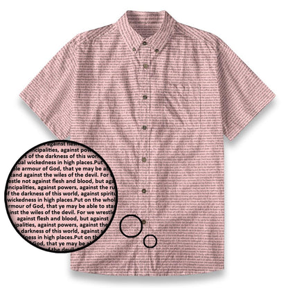 Ephesians 6:11-12 Men's Linen Textured Cotton Short Sleeve Shirt