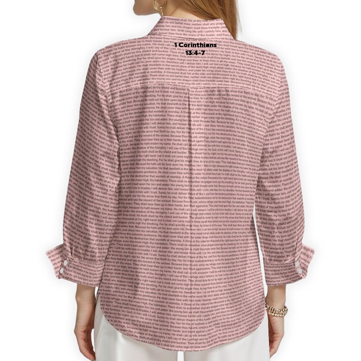 1 Corinthians 13:4-7 Women's Linen Textured Cotton 3/4 Sleeve Shirt