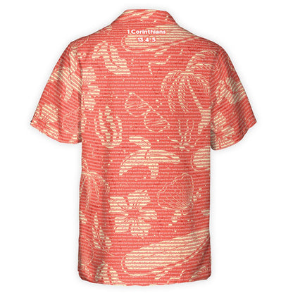 1 Corinthians 13:4-5 Men's Cotton Tropical Floral Scenic Hawaiian Shirt