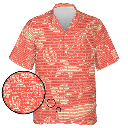 1 Corinthians 13:4-5 Men's Cotton Tropical Floral Scenic Hawaiian Shirt