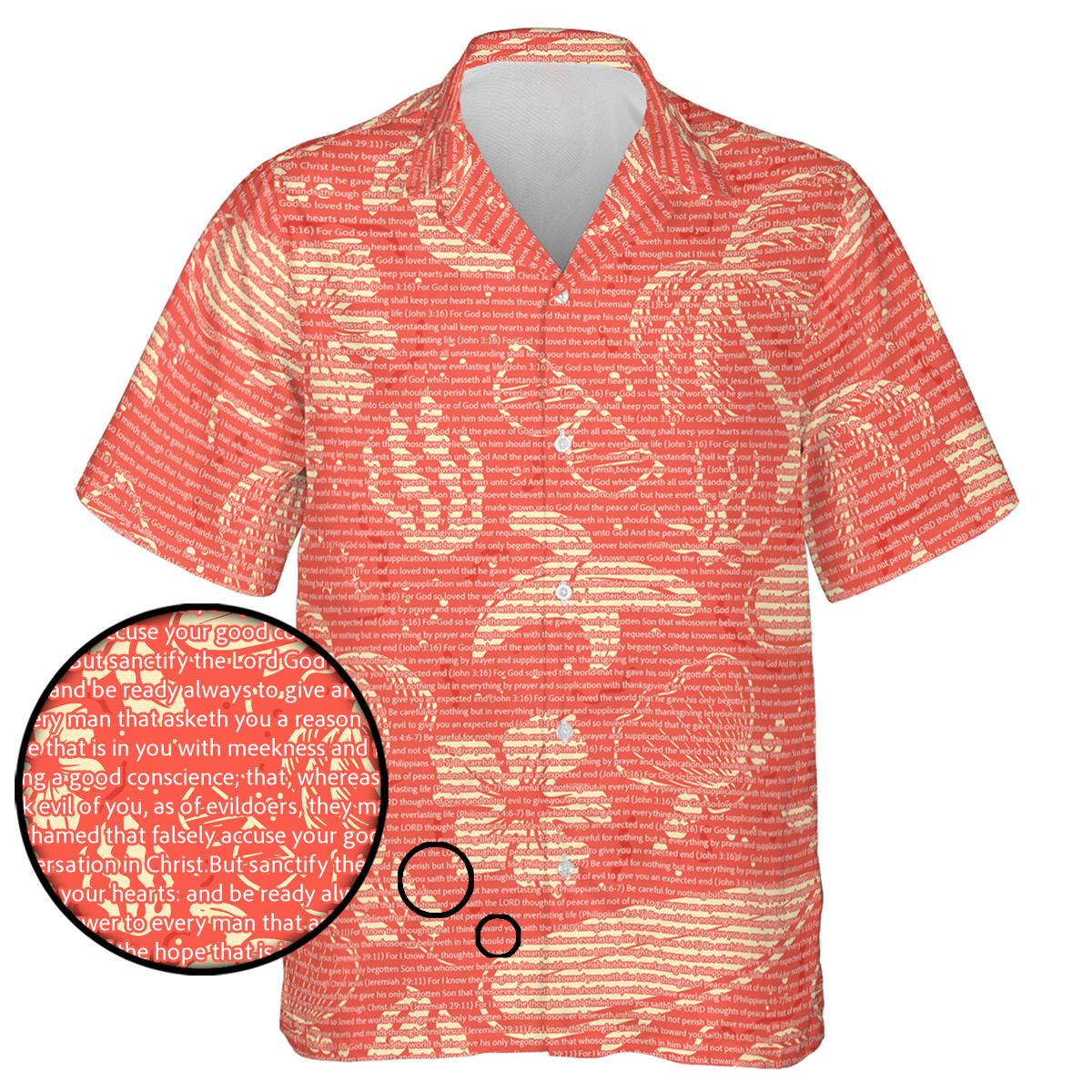 1 Peter 3:15-16 Men's Cotton Tropical Floral Scenic Hawaiian Shirt