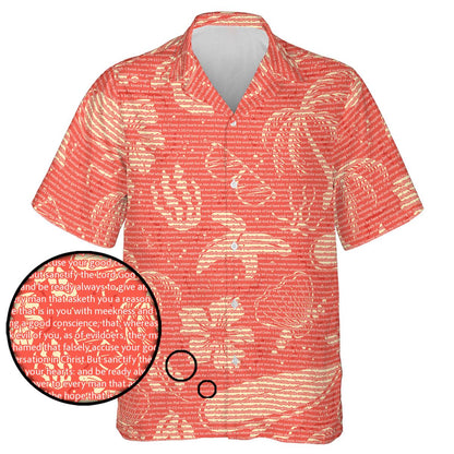 1 Peter 3:15-16 Men's Cotton Tropical Floral Scenic Hawaiian Shirt