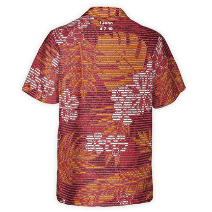 1 John 4:7-10 Men's Cotton Tropical Floral Scenic Hawaiian Shirt