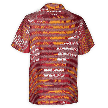 1 Corinthians 13:4-5 Men's Cotton Tropical Floral Scenic Hawaiian Shirt