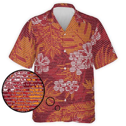1 Thessalonians 5:16-18 Men's Cotton Tropical Floral Scenic Hawaiian Shirt