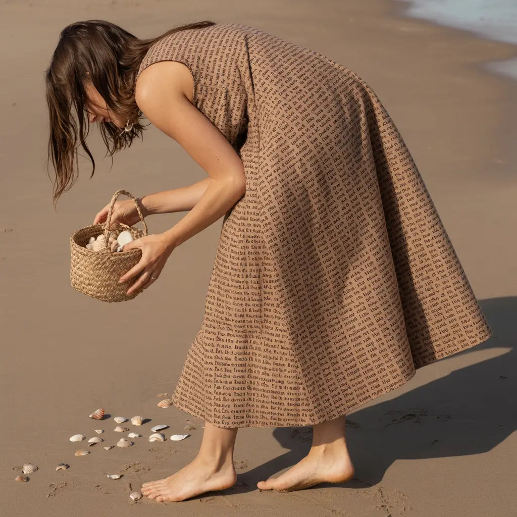 Personalized Women's Linen-Textured Cotton Sleeveless Dress