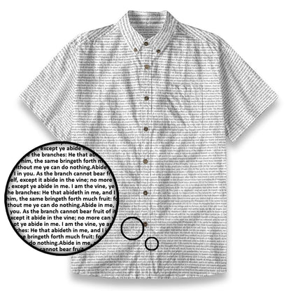 John 15:4-5 Men's Linen Textured Cotton Short Sleeve Shirt