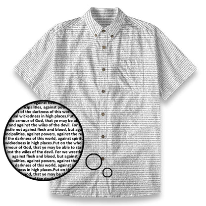 Ephesians 6:11-12 Men's Linen Textured Cotton Short Sleeve Shirt