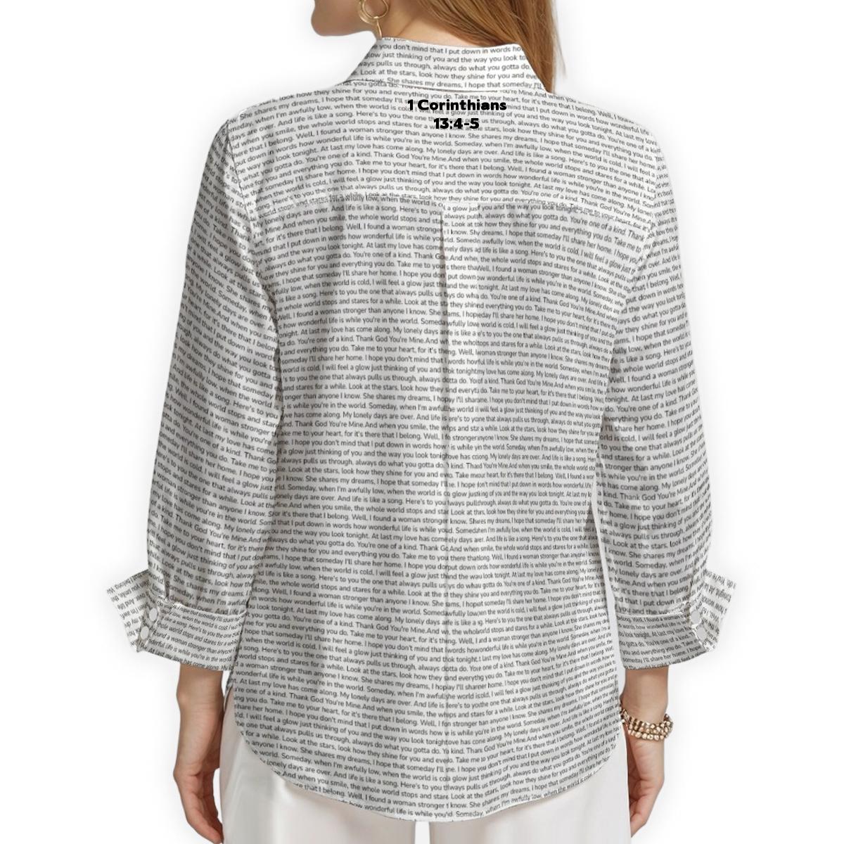 1 Corinthians 13:4-5 Women's Linen Textured Cotton 3/4 Sleeve Shirt