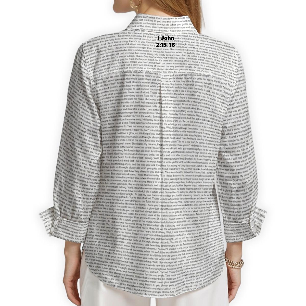 1 John 2:15-16 Women's Linen Textured Cotton 3/4 Sleeve Shirt
