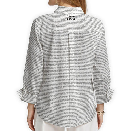 1 John 2:15-16 Women's Linen Textured Cotton 3/4 Sleeve Shirt